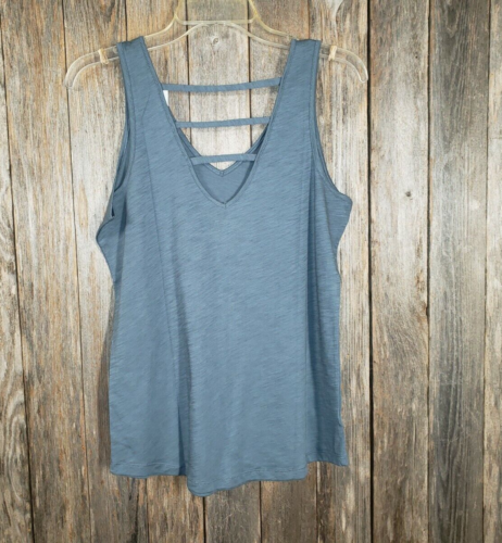 NEW Loft Outlet S Women's Tank Top Blue Strappy Bar Back V Neck