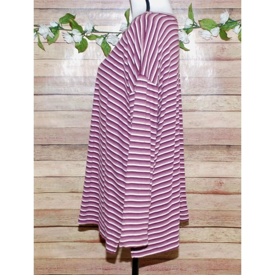 Camisa Top Bobbie Brooks Damas Tejida Talla XL Púrpura Rayas Manga Larga Henley St Foto 4 de 4
