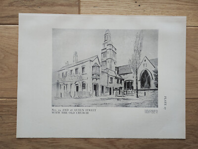 24 & 26 Queen Street, Hammersmith, London - Antique Print - 1915