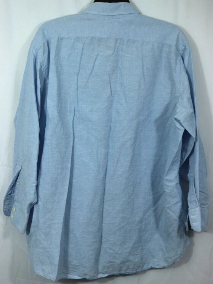 Brooks Brothers Country Club mezcla de algodón y lino abotonada 18-34 azul claro Foto 3 de 4