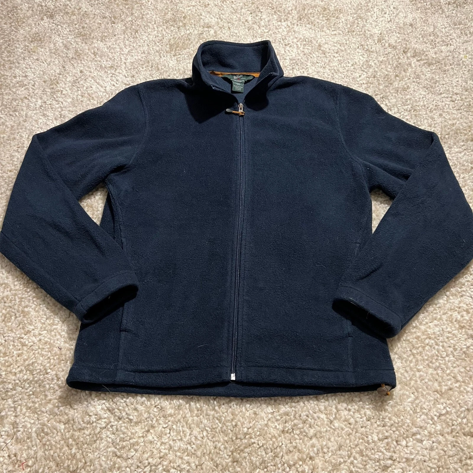 Woolrich Jacket Mens Medium Blue Fleece Zip Up Mock Neck Coat Casual Golf Pocket