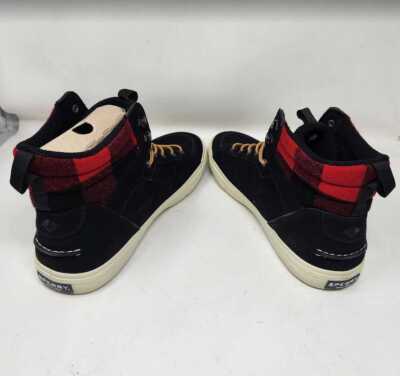 Sperry Striper Storm Boots Mens 8.5 Black Red Buffalo Plaid Suede STS23799 Men main image 2