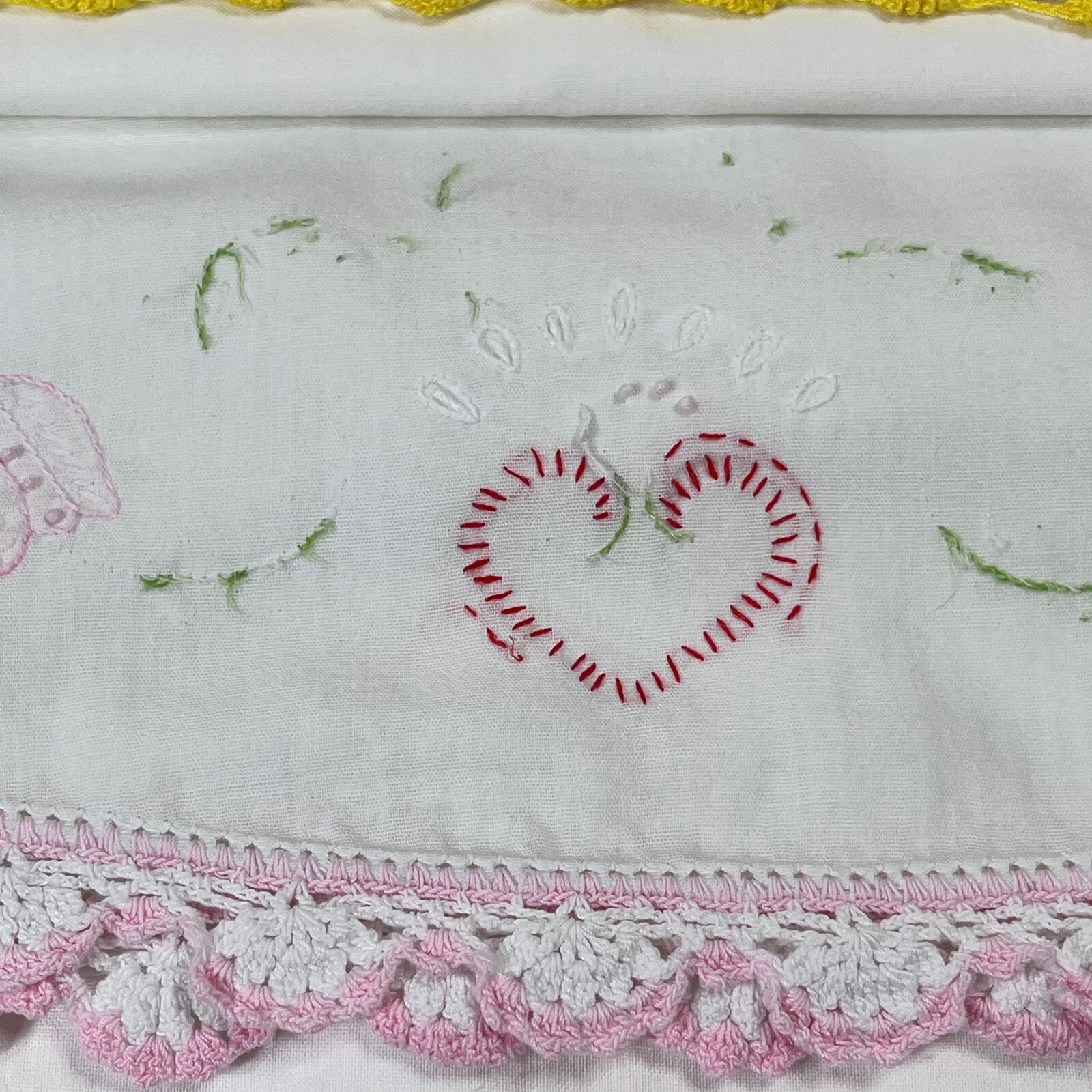 Vintage Crocheted Embroidered Pillowcases Lot of 4 Rosettes eBay