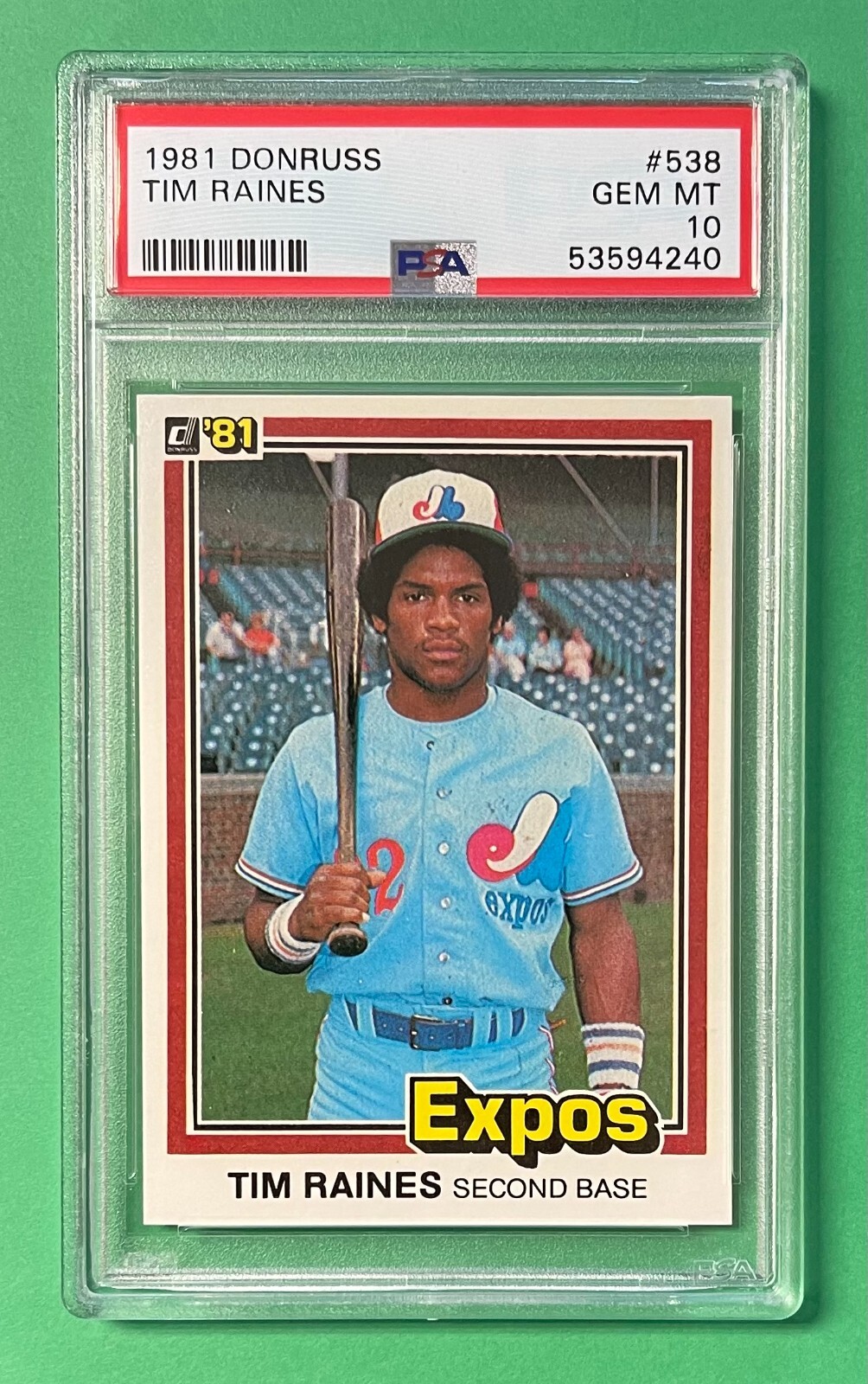 1981 DONRUSS TIM RAINES ROOKIE RC #538 PSA 10 GEM MINT EXPOS