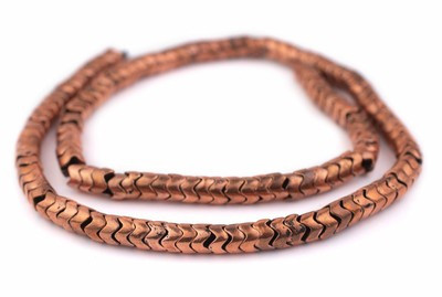 Rustic Copper Snake Beads 8mm Unusual Large Hole 25 Inch Strand