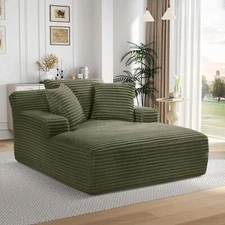 66.5" Chaise Lounge Chair Indoor Corduroy Couch Oversized Boneless Plush Sofa