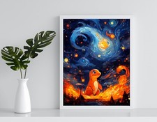 Charmander Stars Canvas Poster Wall Art Home Decor