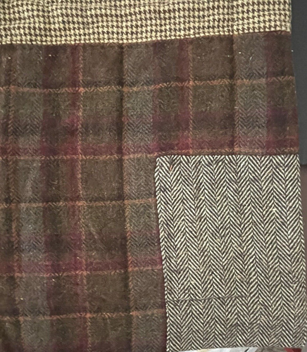 2 Pottery Barn Euro Pillow Shams Tweed Plaid Houndstooth Brown Velvet - Picture 5 of 10
