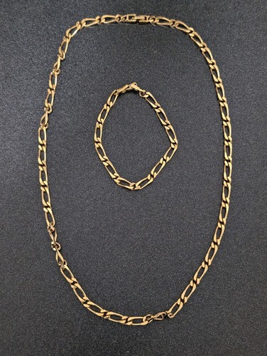 Juego de collar y pulsera vintage Monet dorado Figaro