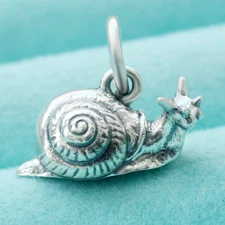 925 Sterling Silver Snail Pendant Charm Mollusk Animals Nature Spring Handmade