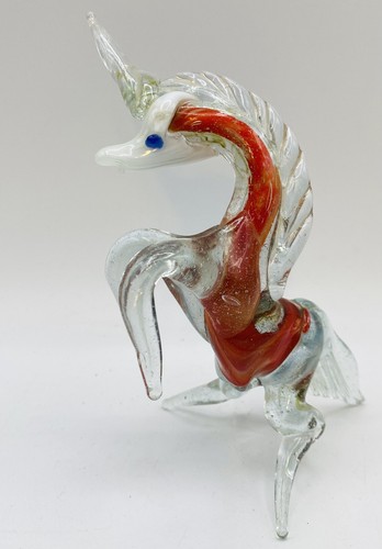 Murano Style Art Glass Unicorn Horse Sculpture Swirl Figurine - Picture 3 of 8