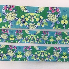 Sale 50 off Turtles palm beach ocean inspired Grosgrain ribbon 1" 1.5" Blue