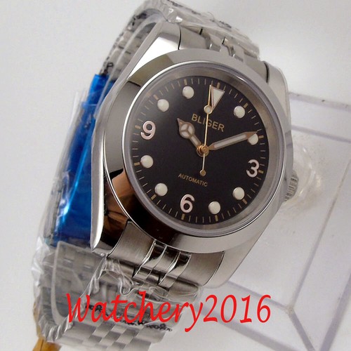 Reloj automático para hombre NH35 PT5000 cristal zafiro Miyota 39 mm 36 mm esfera negra - Imagen 7 de 10