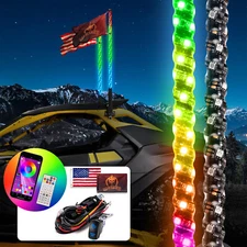 Key-on Lighted Whip Wire & 2PCS 4FT RGB Whip Lights For Can Am Maverick Trail
