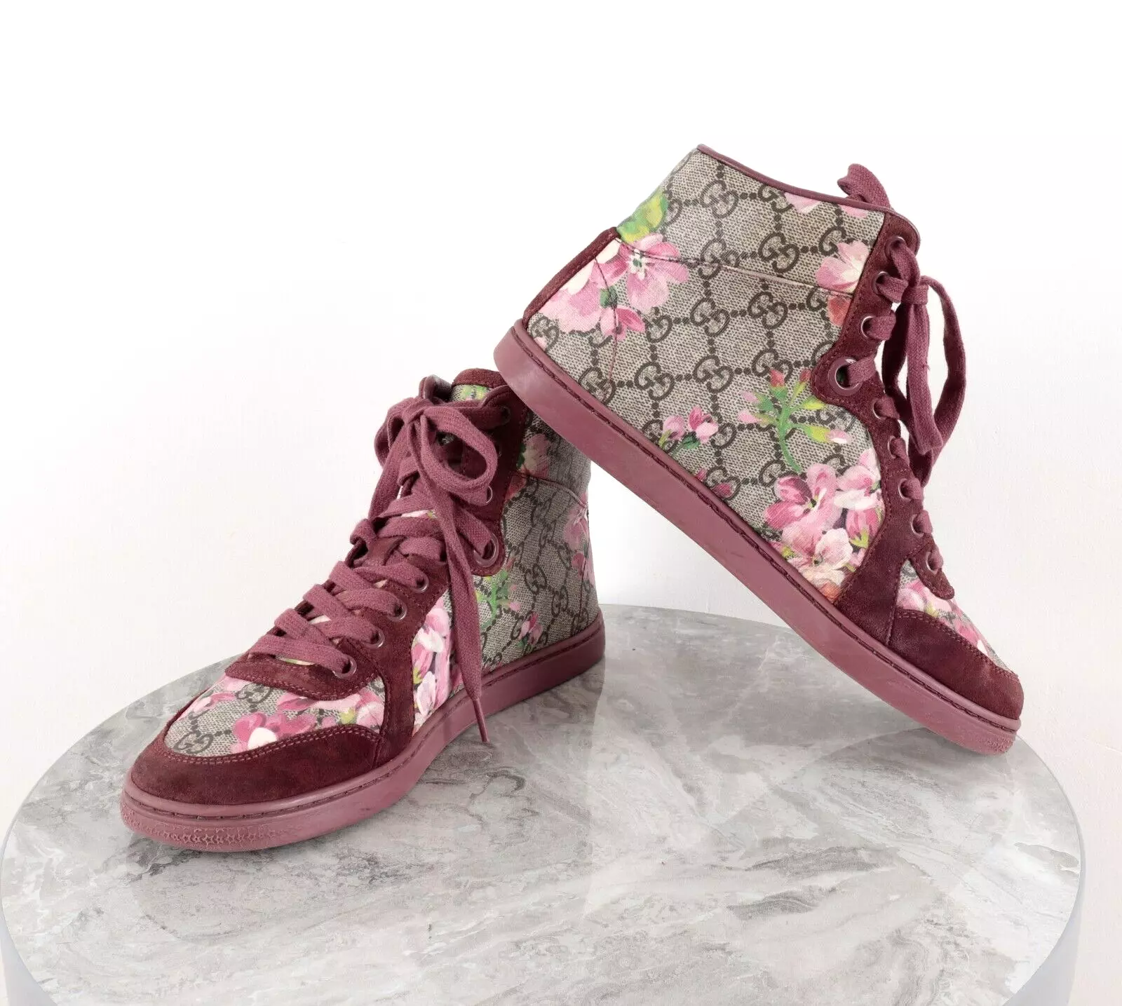 Baskets hautes GUCCI Floral GG monogramme US6 EU36 23 CM