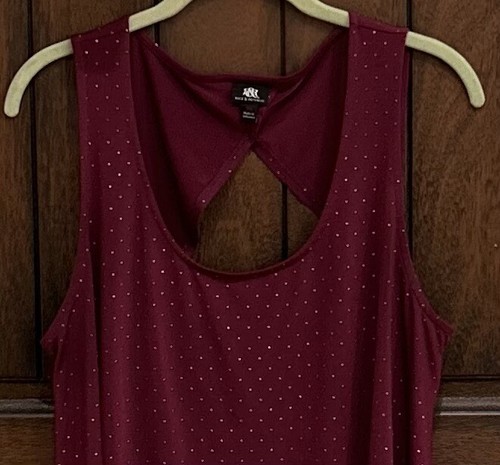 ROCK & REPUBLIC Women's Tunic Purple X-Large Sleeveless Open Back Sequins EUC - Picture 2 of 7