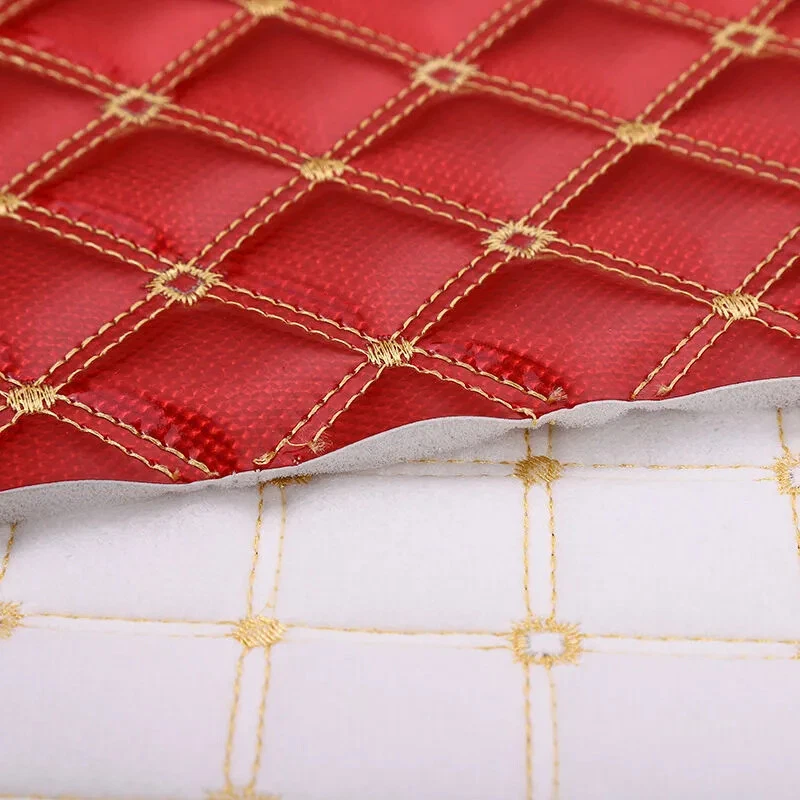 Laser PVC Faux Leather Fabric Sponge QuiltedEmbroidery Material for Upholstery - Image 3 of 4