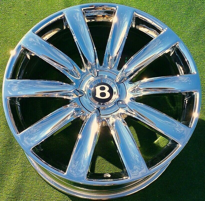 4 New Chrome Factory Bentley Continental 21 Wheels OEM Flying Spur Propeller Set