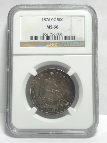 1876-CC 50c Liberty Seated Half Dollar graded MS66 NGC 5OX0F25 BEAUTIFUL TONE