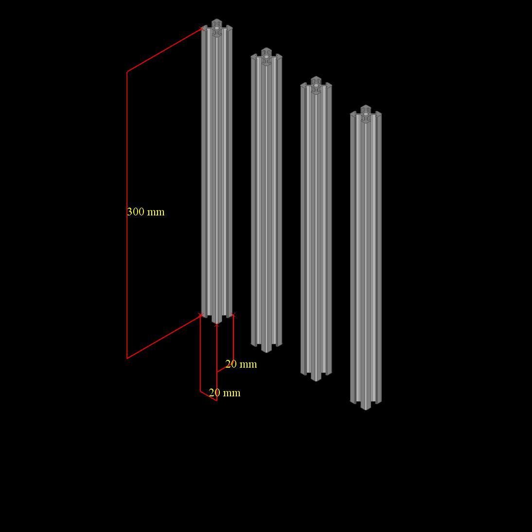 Aluminum T-slot 2080 extruded profile 20x80-6 Length 600mm (24), 2 pieces set e