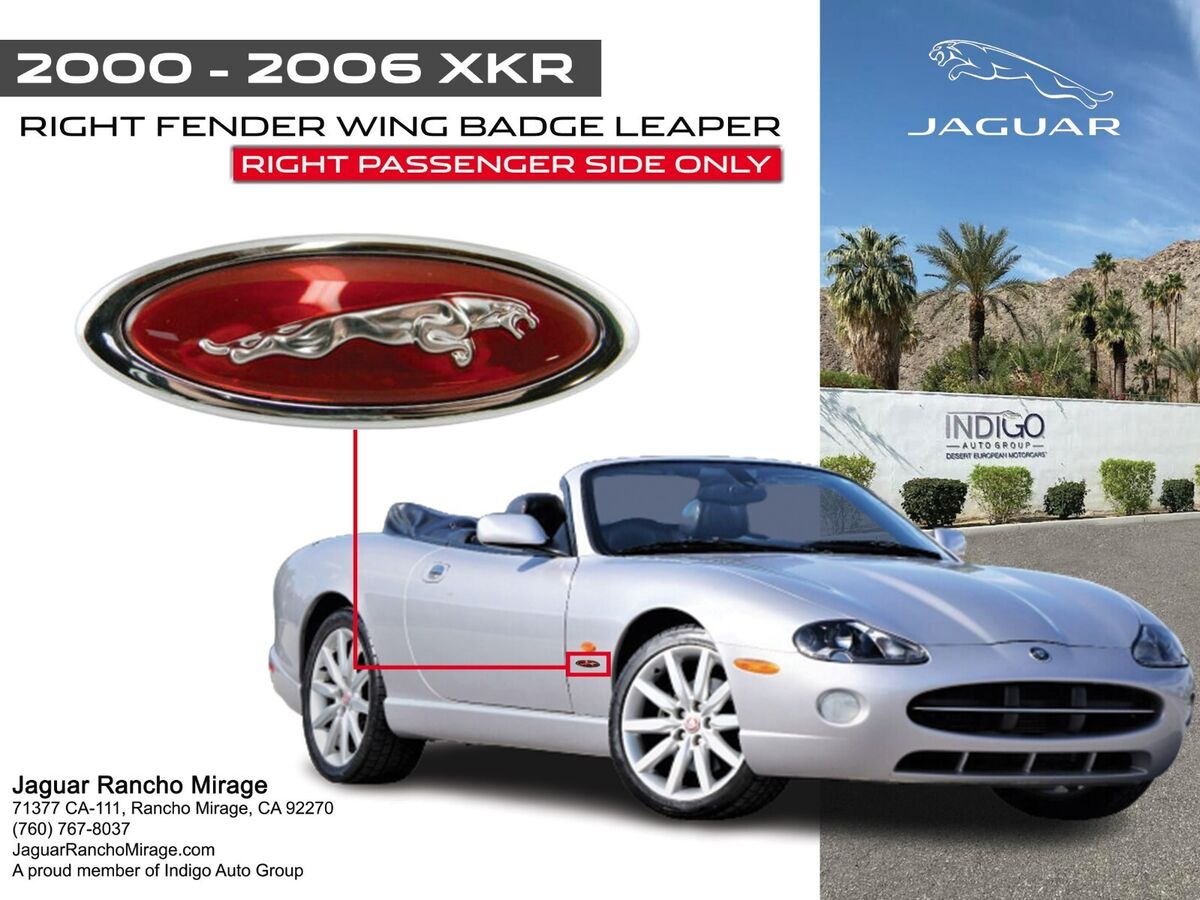 Jaguar XKR 00-06 RED Right Fender Wing Badge Leaper Emblem Jaguar XKR 00-06 RED Right Fender Wing Badge Leaper Emblem