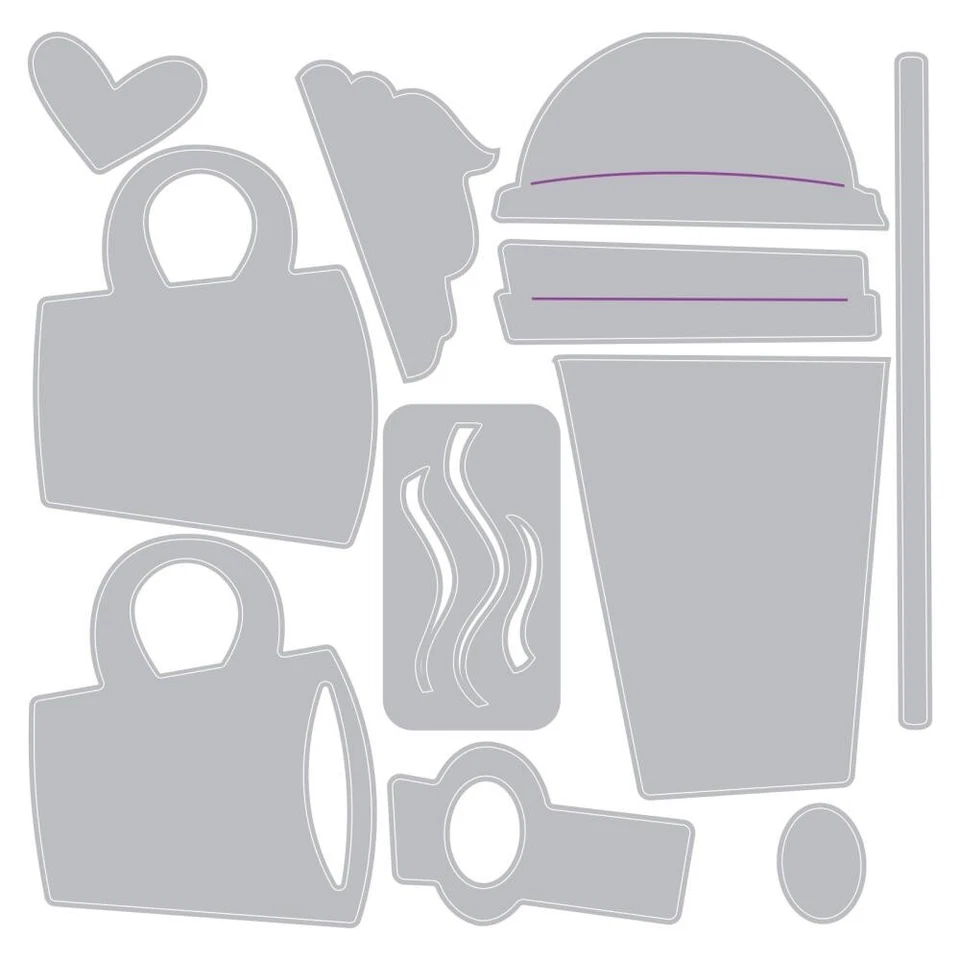 Tim Holtz Sizzix Sidekick Side Order Die ~ COFFEE ~ 666862 - Image 4 of 4