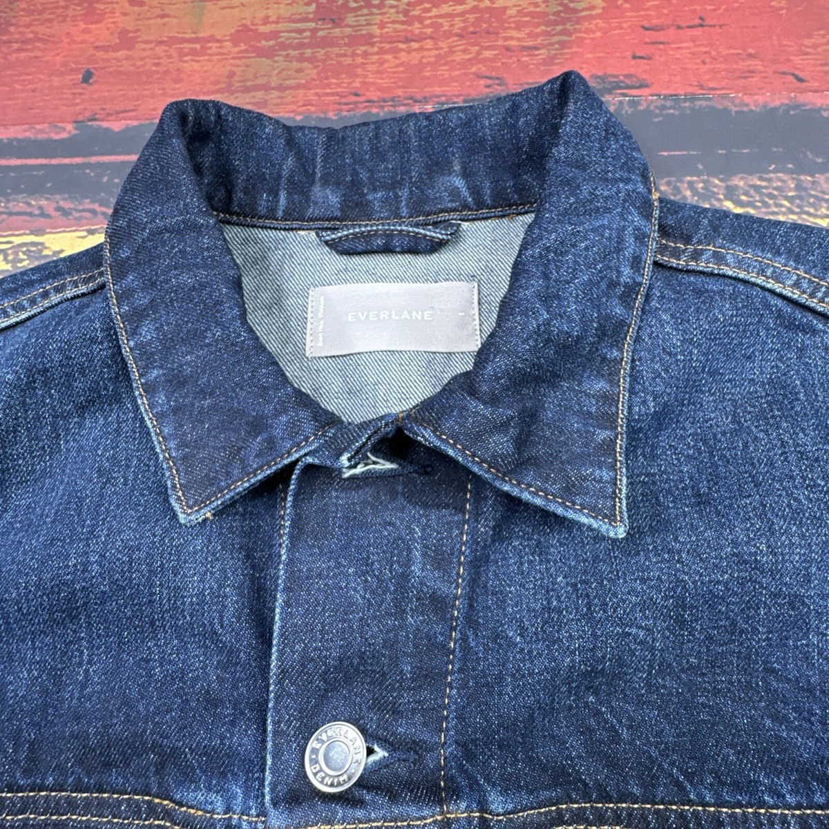 Everlane Mens Denim Trucker Blue Jean Jacket Sz Small Indigo