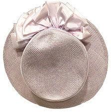 Vintage Alex Wilson of California Hand Made  Lilac Straw & Ribbon Hat