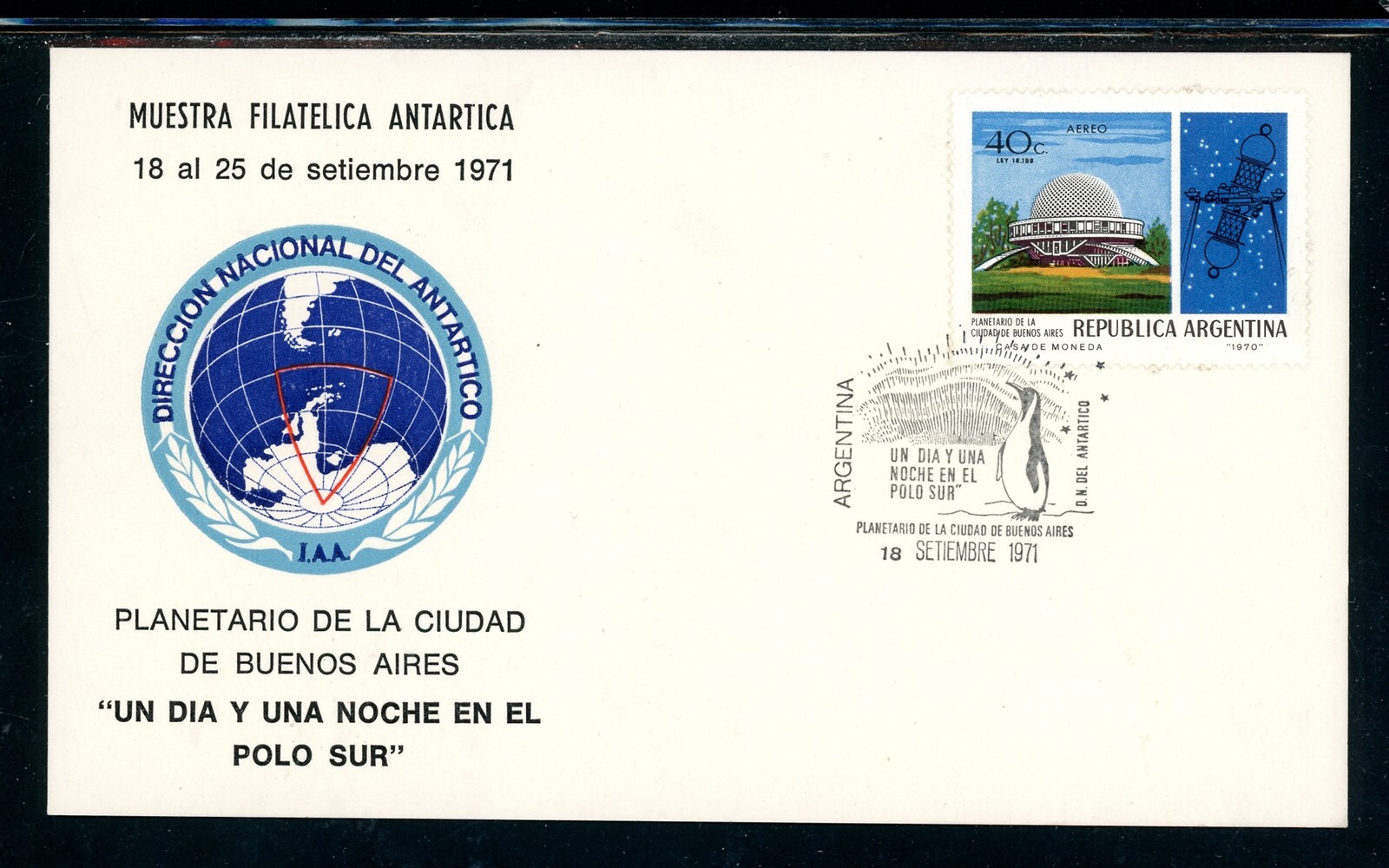 Argentina Scott #C132 POSTCARD Antarctic Map, Planetarium, STAMP EXPO $$ 378198