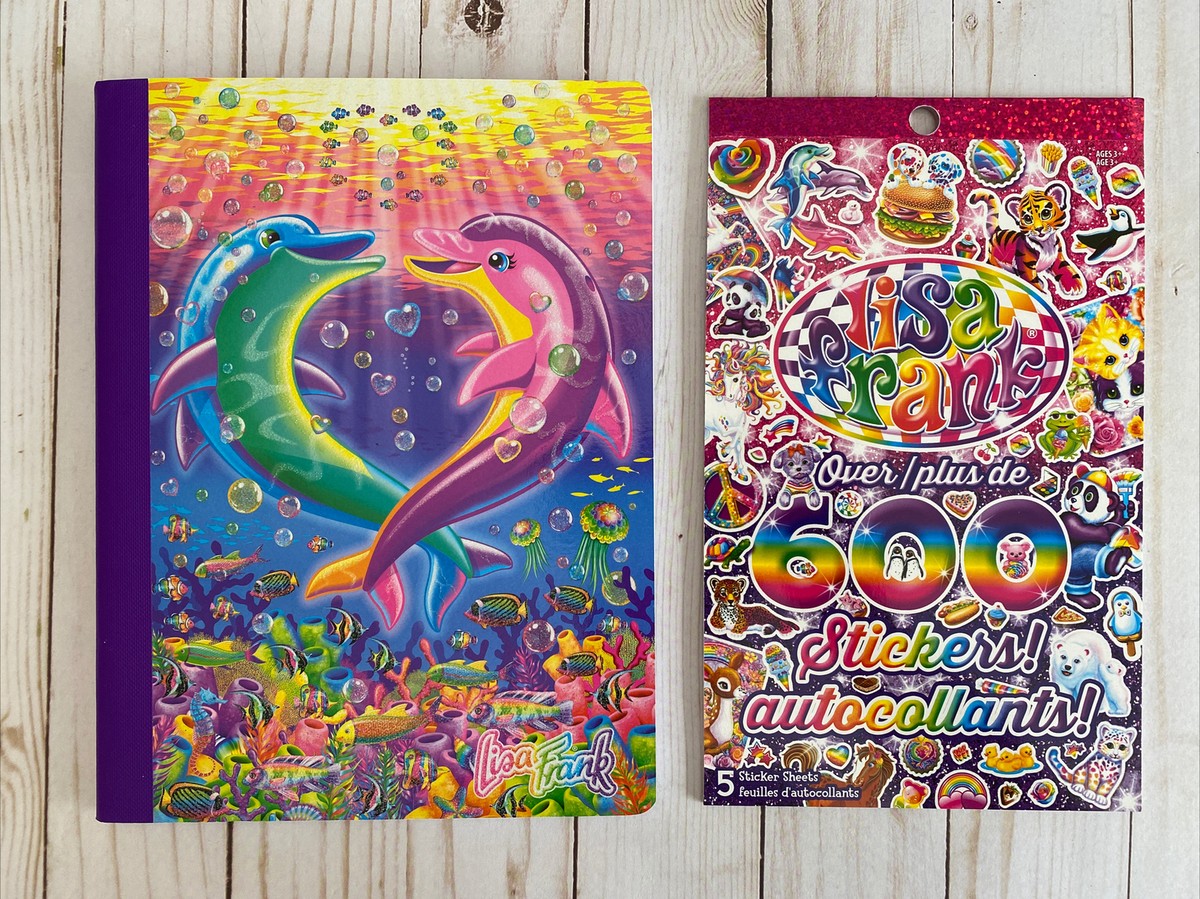 Lisa Frank Dolphins 100 Page Wide Ruled Composition Book + 600