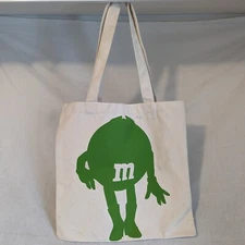 Green M&M Reusable Canvas Shopping Tote Bag Fabulous Sassy Independent Tempting