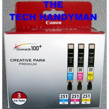 3-PACK CANON GENUINE 251XL COLOR INK RETAIL BOX PIXMA MX722 MX922 MX925