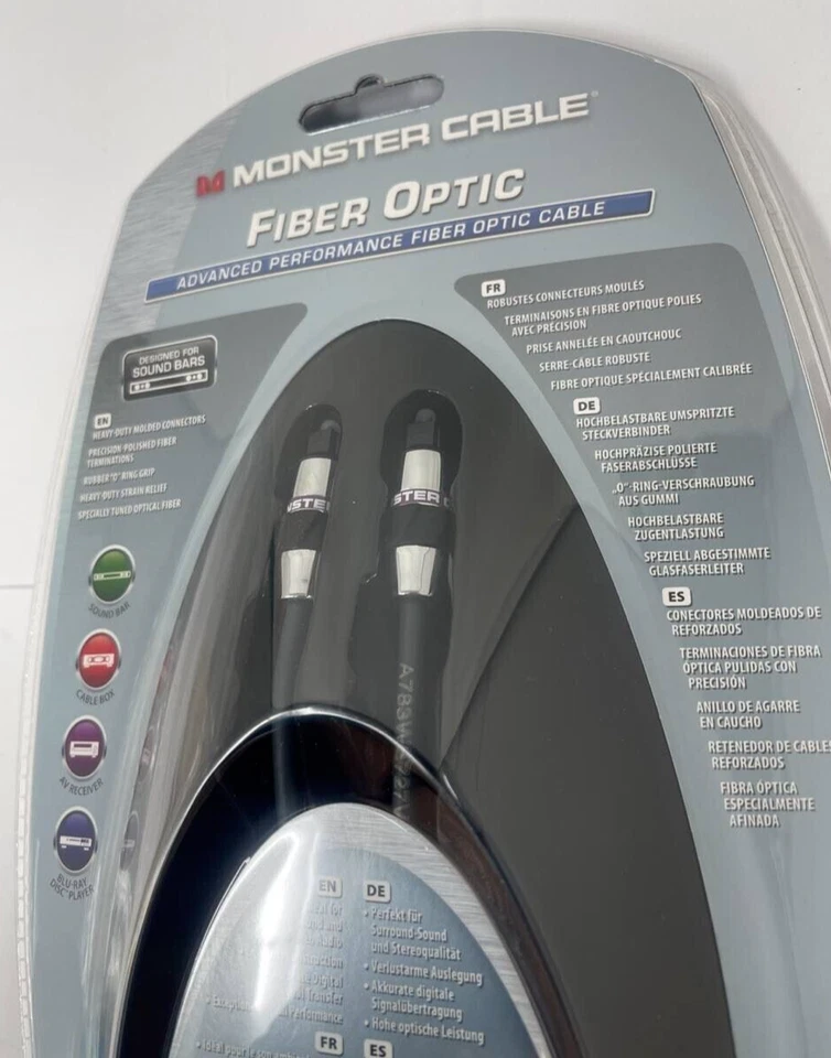 Cable coaxial digital Monster de fibra óptica plateado rendimiento avanzado 9,84 pies OEM Foto 4 de 4
