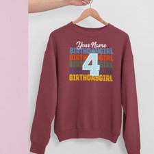 Personalised Birthday Girl Sweatshirt Your Name Birthday Age Party Friendship