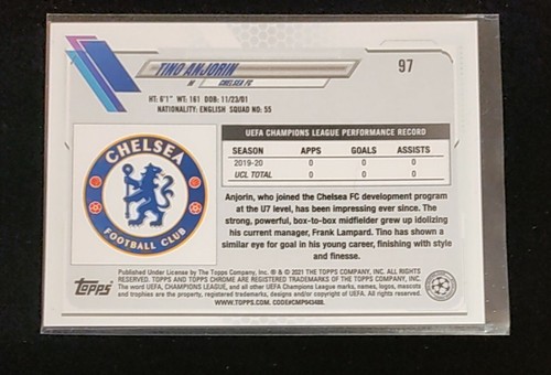 Tino Anjorin 2020 Topps Chrome UCL UEFA Rookie RC Card Chelsea Huddersfield Town - Picture 4 of 4