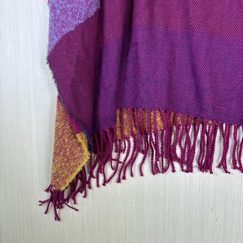 Poncho Quagga étiquette verte taille unique rayé franges pull over wrap recyclé neuf avec étiquette - Photo 3/8
