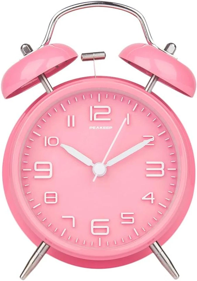 Reloj despertador fuerte de campana doble de 4 pulgadas para niños con durmientes pesados, a batería Ol Foto 2 de 4