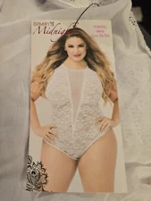 Seven 'til Midnight White Lace Mesh Teddy Lingerie Women's Size 1X/2X