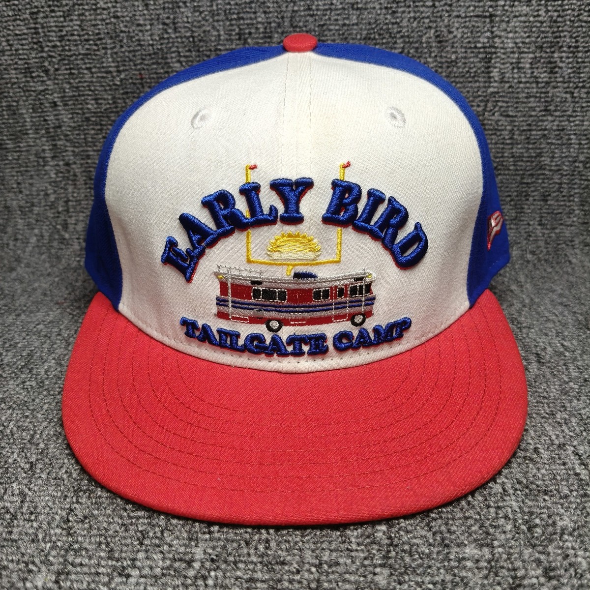 New Era 9FIFTY Early Bird Tailgate Camp Snapback Hat Cap Blue White Red OSFM