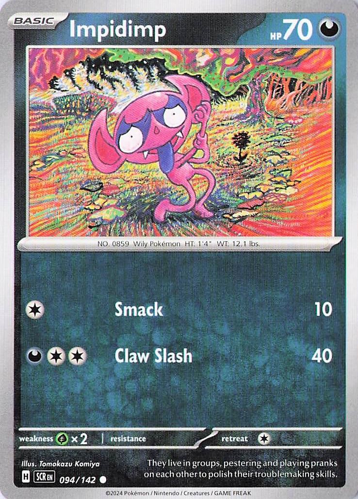 Impidimp - (Artist Tomokazu Komiya) Pokemon Common 2024 Stellar Crown 94/142 NM