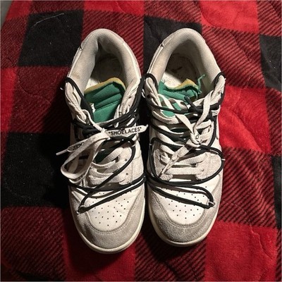 Nike Dunk Low Off-White White Gray Green Low Top Men's Athletic Sneakers