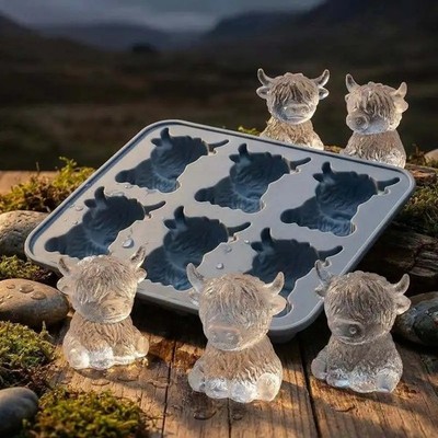 3D Highland Kuh Eiswürfelform Silikon Eiskugel Maschine Form für Whisky Cocktails