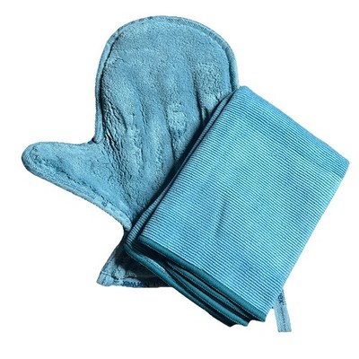 NW Norwex Dusting Mitt + Enviro Teal Blue Set Microfiber