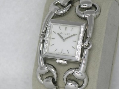Gucci Signoria Stainless Steel Diamond Watch, Mother of Pearl Face, Style 116.3