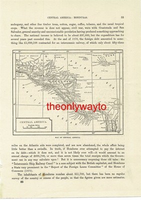 CENTRAL AMERICA, Map, Book Illustration (Print), c1890