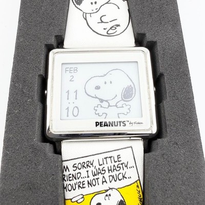 Epson Smart Canvas Peanuts Snoopy Damen Weiß Quarz Uhr Selten
