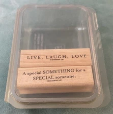 Stampin’ Up! “Live, Love, Laugh”-Rubber & Wood 2 piece stamp set- Used-