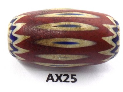 Antique Oval Venetian Chevron Trade Bead Redwood  African  AX25 Bg 76