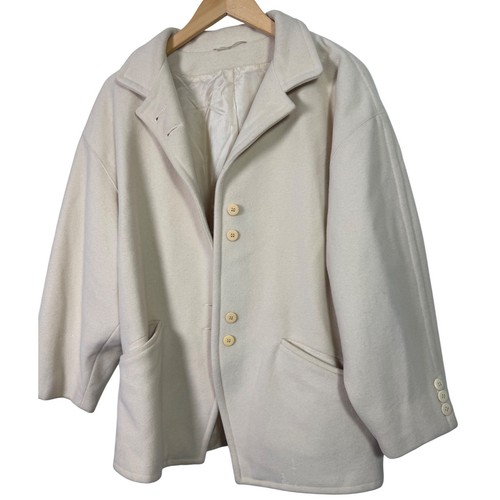 Escada, Giacca donna ESCADA vintage misto lana oversize boxy panna bottoni vecchi soldi