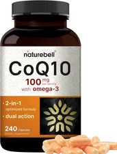 Coq10 100Mg with Omega 3, 240 Capsules  Stable High Absorption Form   Antioxida